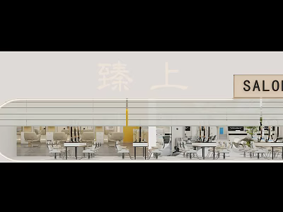 Beauty Hair Salon Modern Interior With Styling Chairs And Tables Design Setup 3d model
