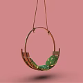 Modern Stylish Hanging Chair With Metal Frame And Green Soft Comfortable Cushion Design