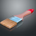 Practical Household Brush With Red Handle Wooden Grip And Brown Bristles