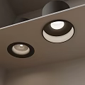 Three Modern Recessed Ceiling Lights With Black Trim Illuminating Interior Space 3d model