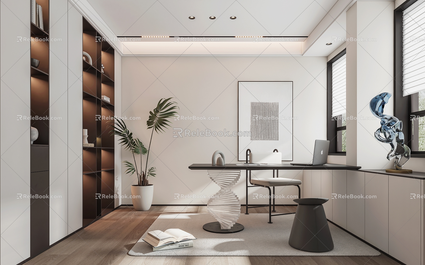 Light Luxury Simple Home Study 3d model