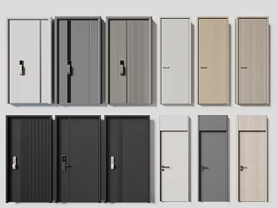 Modern Hinged Doors In Various Colors And Wood Metal Finishes For Home Interior Design 3d model