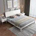 Modern Background Double Bed Double Bed 3d model