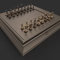 Elegant Chess Set With Wooden Board And Metal Pieces In Drawer Design