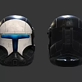 Futuristic Sci Fi Armored Helmet With Blue Light Front And Back View 3d model