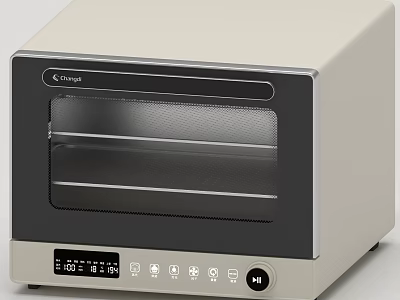 Coway Electric Oven With Beige And Black Design Transparent Glass Door Control Panel 3d model