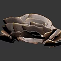 Shiny Brown Hedgehog Resembling Pine Cone With Scales On Black Background 3d model