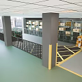 Spacious Warehouse Interior With Forklift Rows Of Storage Racks And Checkerboard Floor