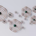 Modern Metal Flower Shaped Wall Decor With Green Center And Copper Frames 3d model