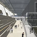 Modern School Building With Glass Facade Open Corridor Staircase And Greenery