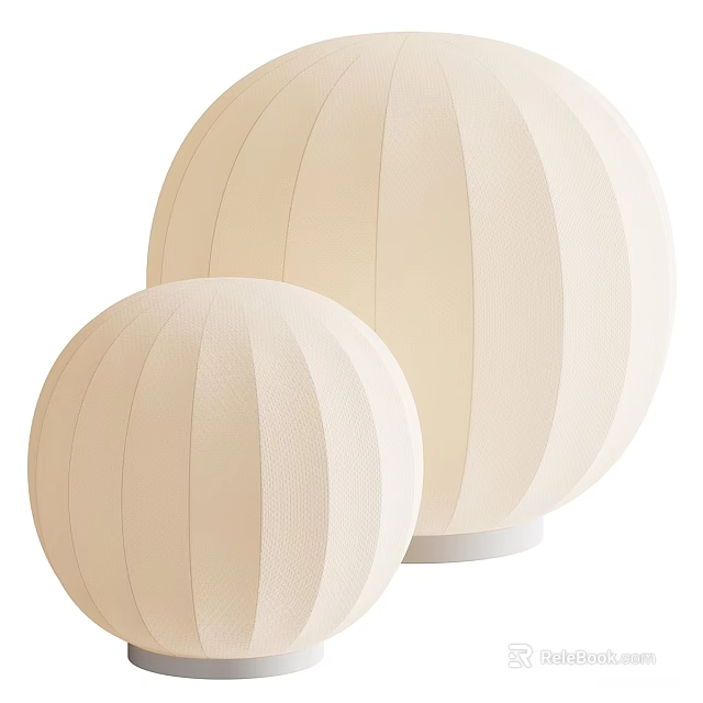 Beige Fabric Table Lamps With Two Sizes And Lantern Striped Design 3d model 