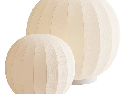 Beige Fabric Table Lamps With Two Sizes And Lantern Striped Design 3d model