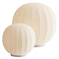 Beige Fabric Table Lamps With Two Sizes And Lantern Striped Design