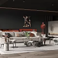 Modern Living Room Interior Design With Sofa Coffee Table And Accent Pillows 3d model