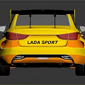 Yellow And Black LADA Sport Race Car With Rear Spoiler And Racing Design