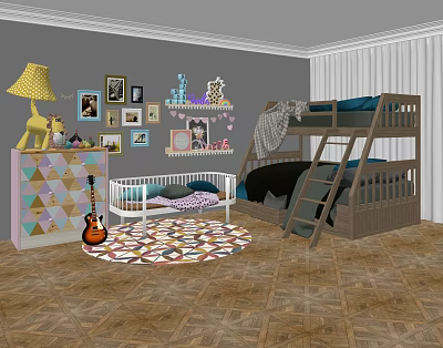 Modern Bed-up Double Corner 3d model