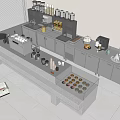 Modern Coffee Bar Setup With Espresso Machine And Display Cabinet 3d model