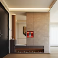 Modern Light Luxury Entryway Shoe Cabinet With Comfortable Cushioned Seat And Unique Art Display Niche