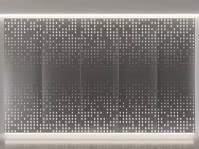 Gray Perforated Screen Panel With Small Circular Holes Modern Design 3d model