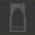 Gothic Stone Archway With Carved Details Decorative Columns And Balustrade
