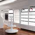 NEDGLORY Store Front With Glass Doors Brick Wall And Modern Interior Display Shelves