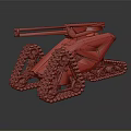 Futuristic Military Vehicle With Tracked Wheels And Long Cannon Arm