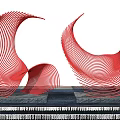 Modern urban sculpture streamline profiled sculpture landscape sketch curve arc line 3d model