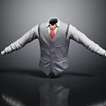 Elegant Striped Men's Vest with White Shirt and Red Tie for Formal Look