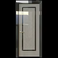 Modern Hinged Door With Metal Frame Frosted Glass Panel And Herringbone Pattern 3d model