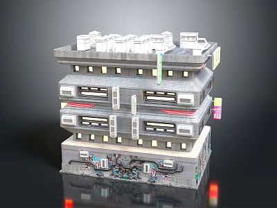 Multi Story Modern Building Design With Balconies Windows Stone Facade And Decorative Elements 3d model