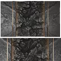 Elegant Dark Textured Stone Background Wall With Metal Frame Accents And Natural Patterns
