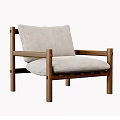 Minimalist Lounge Chair with Wooden Frame and Light Gray Cushion for Living Room