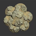 Creamy White Rock Sculpture With Irregular Shapes Holes And Round Base On Black Smooth Surface