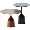 Two Modern Coffee Tables In Copper Black With Round Top And Bell Shaped Base