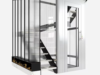 Contemporary Staircase Design With Glass Railings And Metal Structure For Modern Interior 3d model