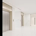 Modern Spacious Elevator Lobby With Marble Walls Elevator Doors And Recessed Lighting 3d model