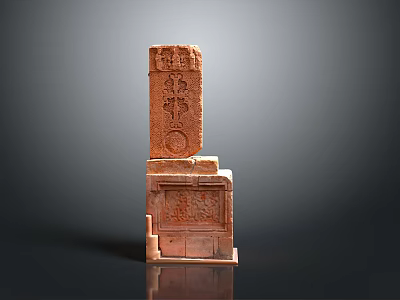Wood and Stone Carved Decorative Structure With Intricate Patterns and Details 3d model