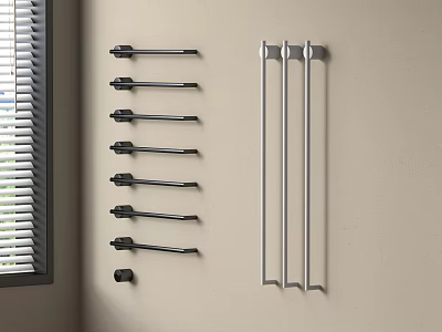 Bathroom Cabinet Rack With Wall Mounted Towel Hooks And Hanging Rods 3d model