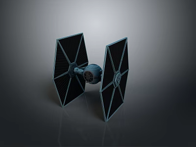 Detailed TIE Fighter Model With Triangular Wings And Classic Display Design 3d model