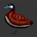 Cute Cartoon Duck With Red Feathered Body White Belly And Blue Beak Feet