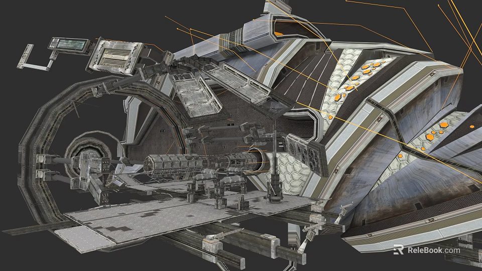 Technical Engineering Machinery Structure Featuring Detailed Metal Components And Design 3d model 