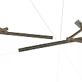 Industrial Equipment Featuring Dark Brown Wooden Handles And Crossed Structures On White Background
