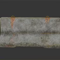 Heavy Duty Concrete Barrier With Orange Lifting Rings And Rusty Surface Stains