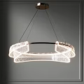Contemporary Chandelier With Circular LED Illuminated Glass Shade And Stylish Metal Frame Design