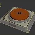 Modern Silver Turntable With Orange Circular Platter And Square Base Design