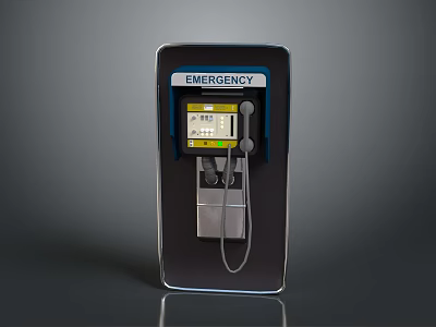 Emergency Phone Booth Structure With Public Safety Communication Features And Display Panel 3d model
