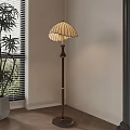 Classic Stained Glass Floor Lamp Near Window Blinds With Green Plant