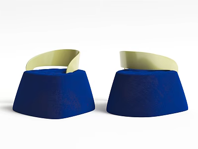 Modern Minimalist Blue Single Sofas With Beige Armrests For Living Room 3d model