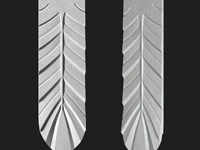 Symmetrical Building Components With Feather Like Texture And Carved Patterns 3d model