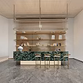Elegant Modern Sales Office Bar Space With Marble Counter Stylish Stools And Exquisite Display Shelves